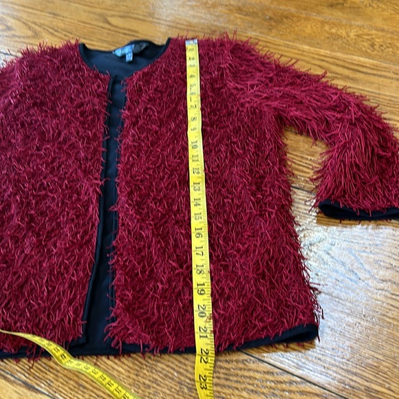 LulaRoe Stella Elegant red eyelash fringe bolero jacket. Party. Size Small. - Picture 5 of 9